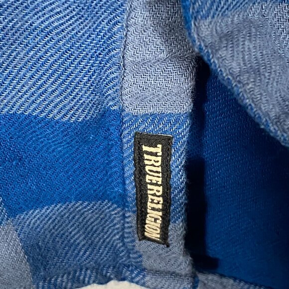 True Religion Blue Plaid Shirt Size S - Picture 3 of 6